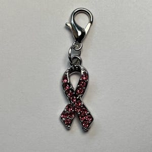 Breast Cancer Awareness Badge Charm - pink ribbon