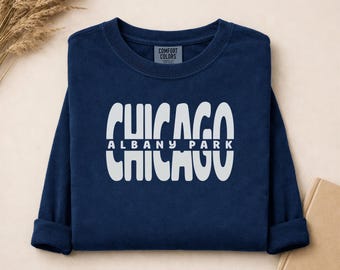 Albany Park Chicago långärmad tröja | Chicago grannskapströja | Komfortfärger långärmad | Chicago-gåva | Albany Park-tröja