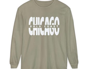 Gold Coast Chicago långärmad skjorta | Chicago grannskapsskjorta | Comfort Colors långärmad | Chicago-gåva | Gold Coast-tröja