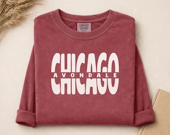 Avondale Chicago långärmad skjorta | Chicago grannskapskjorta | Comfort Colors långärmad | Chicago-gåva | Avondale-tröja