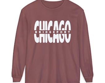 Bridgeport Chicago långärmad skjorta | Chicago grannskapsskjorta | Komfortfärger långärmad | Chicago-gåva | Bridgeport-t-shirt