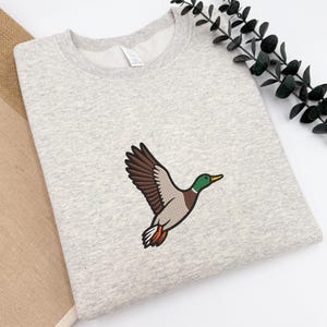 Embroidered Duck Shirt, Mallard Duck Sweatshirt, Embroidery Shirt, Duck Hoodie, Animal Lover Gift, Hunting Season Crewneck, Duck Embroidery