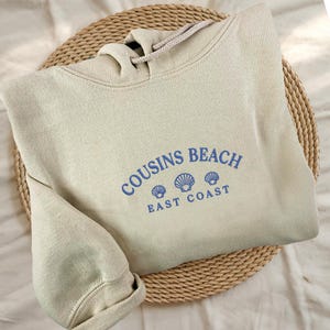 Cousins Beach Embroidered Sweatshirt, East Coast Summer Crewneck, Beach Town Aesthetic Shirt, Coastal Vacation Gift Hoodie, Beach Lover Gift