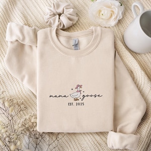 Embroidered Mama Goose Sweatshirt, Duck Mom TShirt, Gift for Mom, Geese Family, Duck Family Crewneck, Duck Mama Gifts, Bird Lover