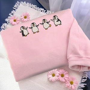 Embroidered Penguin Sweatshirt, Embroidered Penguin Shirt, Penguin Tshirt, Funny Hoodie, Cute Animal shirt, Gift For Her/Him, Animal Lovers