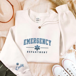 Embroidered Emergency Department Sweatshirt, ER Nurse Shirt, ER Nurse Gift, ER Department Hoodie, Emergency Nurse Sweater, Hospital Tee