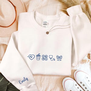 Embroidered Nurse Sweatshirt, Nurse Coquette Shirt, Nursing Student Hoodie, Embroidered Nursing Bow Sweater, CNA Sweatshirt, Gift For Nurse