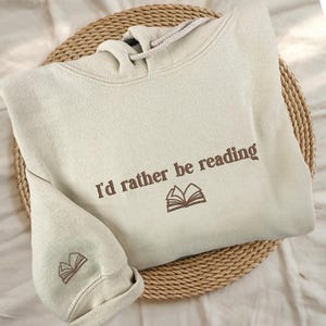 Ich würde eher besticktes Sweatshirt für Buch-Liebhaber-T-Shirt, minimalistischen Buch-Hoodie, Buchclub-Geschenk, Bücherwurm-Sweatshirt, Lese-T-Shirt lesen