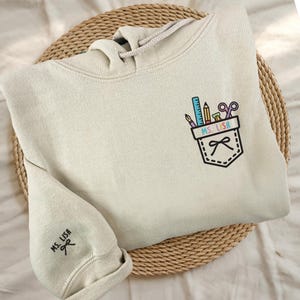 Personalized Teacher Name Embroidered Sweatshirt, Teacher  Back To School Shirt, Gift Suggestions For Teachers Day, Teacher Gift For Her