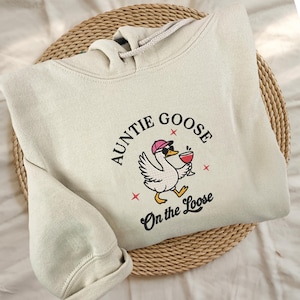 Embroidered Auntie Silly Goose Sweatshirt, Funny Gift For Aunt From Niece/Nephew, Cool Aunts Club Shirt, Goose Lover Gift For Aunt