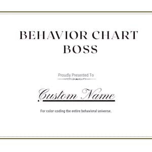 Gedragskaart Boss Teacher-certificaat, ESS-lerarenprijs, cadeau aangepaste basisschoolleraar waardering