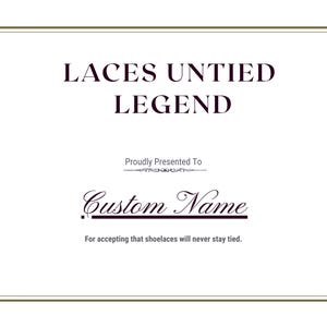 Certificat d'enseignant lacets déliés Legend, prix d'enseignant du primaire, cadeau d'appréciation personnalisé pour enseignant de maternelle 1re 2e 3e année