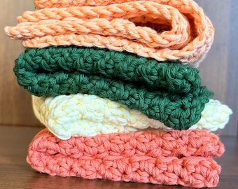 Kitchen Cloth Set - 100% Cotton Crochet Textured Dishcloth - Soft Eco-Friendly Dishcloth