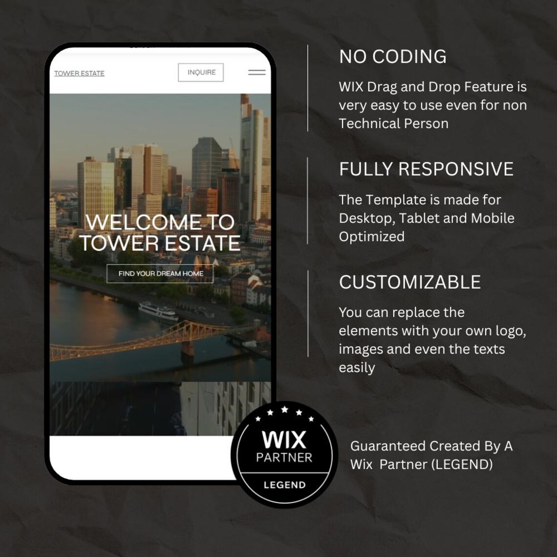 Wix Studio Website Template Real Estate Listings Portfolio Etsy