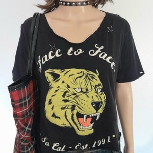Safety Pinned / 90s Punk Band T Shirt / Crop Top / Distressed / Music Festival / Punk Rocker Shirt / Cropped / Punk Rock Girl / Modified Tee