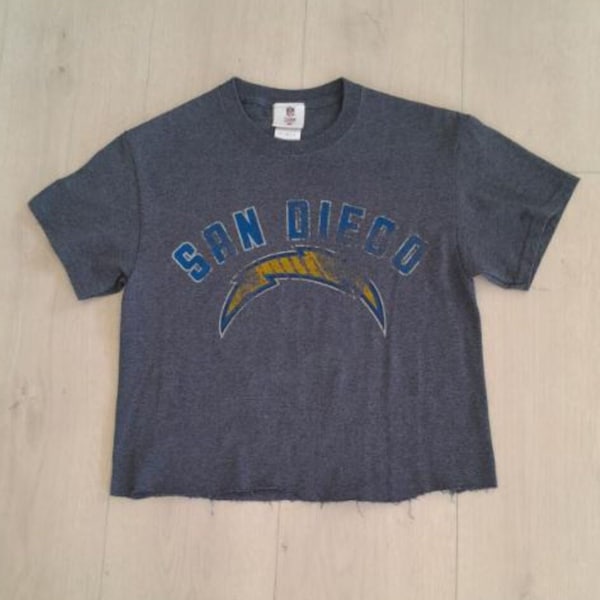 2 Sided / Crop Top / San Diego / Football Team / Allen 13 / Distressed TShirt / Graphic Tee / Sports / Football Sports Team / Football Fan