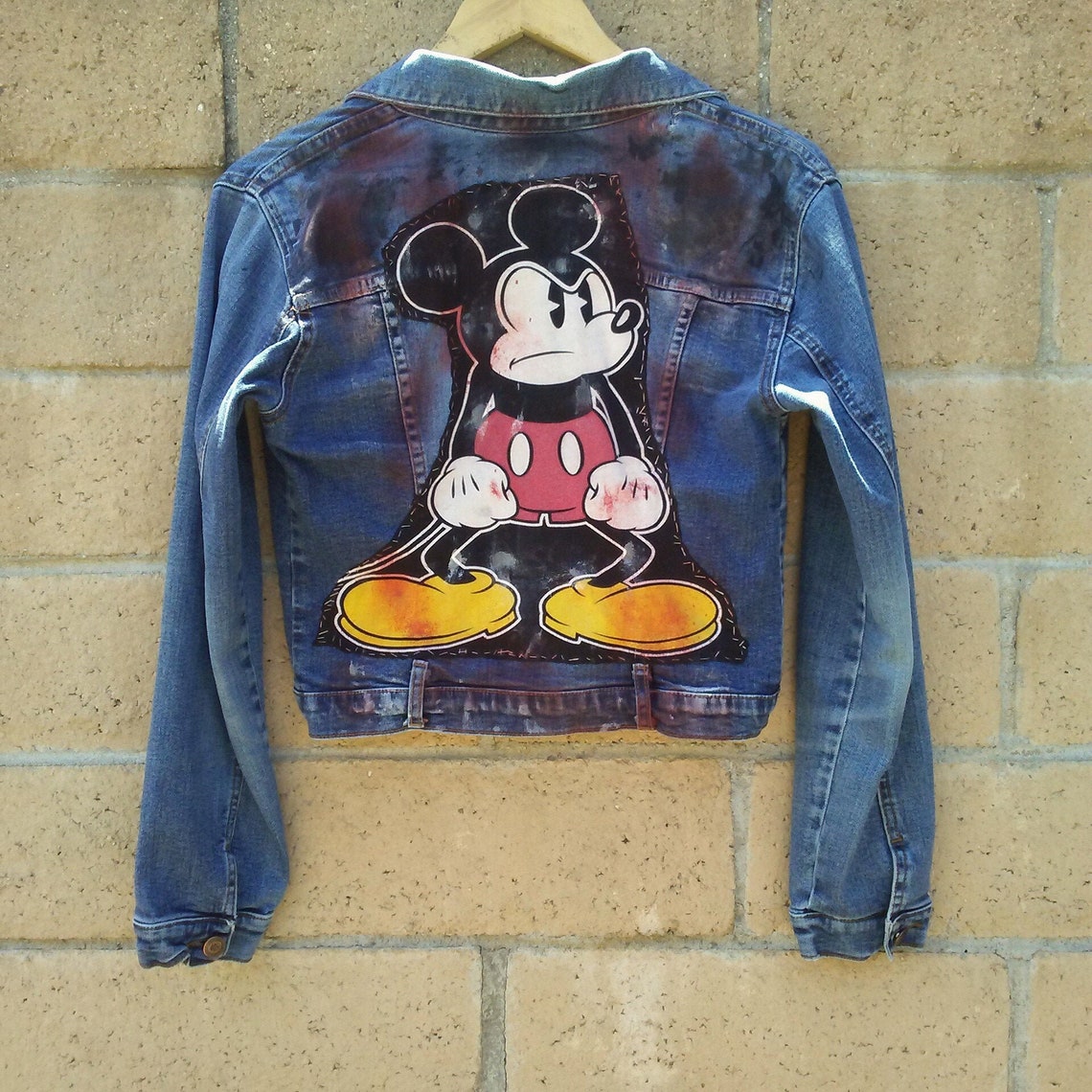 Blue Jean Jacket / Denim Jacket / Mickey Mouse / Distressed / | Etsy
