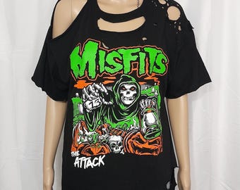 Misfits TShirt / Band T-Shirt / Distressed / Crimson Ghost / Punk-Rock-Girl / Goth-Girl / Horror Punk / Musikfestival /Rocker-T-Shirt / Modifiziertes T-Shirt