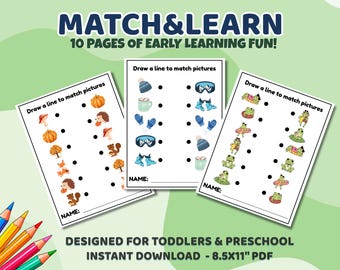 Passende Arbeitsblätter für Kleinkinder |  Beschäftigte Buchseiten zum Ausdrucken | Vorschul-Lernaktivitäten PDF | Sortier-Spiel