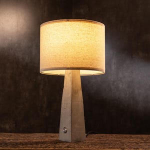 Concrete Table Lamp PYRA with Switch | Minimalist Modern Industrial Table Lighting for Stylish Home, Office, and Bedside Decor