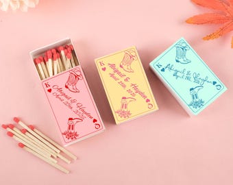 Customized Wedding Party Matchboxes, Personalized Wedding Matchbox Designs, Party Favors, Custom Gifts, Bridal Showers, Cowboy-Themed Gifts