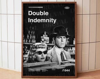 Double Indemnity Poster, Fred MacMurray Druck, Film Noir Wandkunst, Billy Wilder Film Poster, Cinephile Geschenk