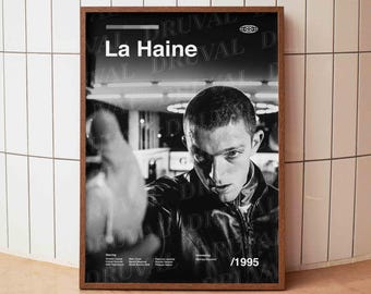 La Haine Poster, Vincent Cassel Print, 90s French Crime Film Art, Black White Cinema Decor, Gift for Him
