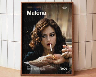 Malena Poster, Monica Bellucci Druck, Italienisches Kino Wandkunst, Giuseppe Tornatore Film Poster, Cinephile Geschenk