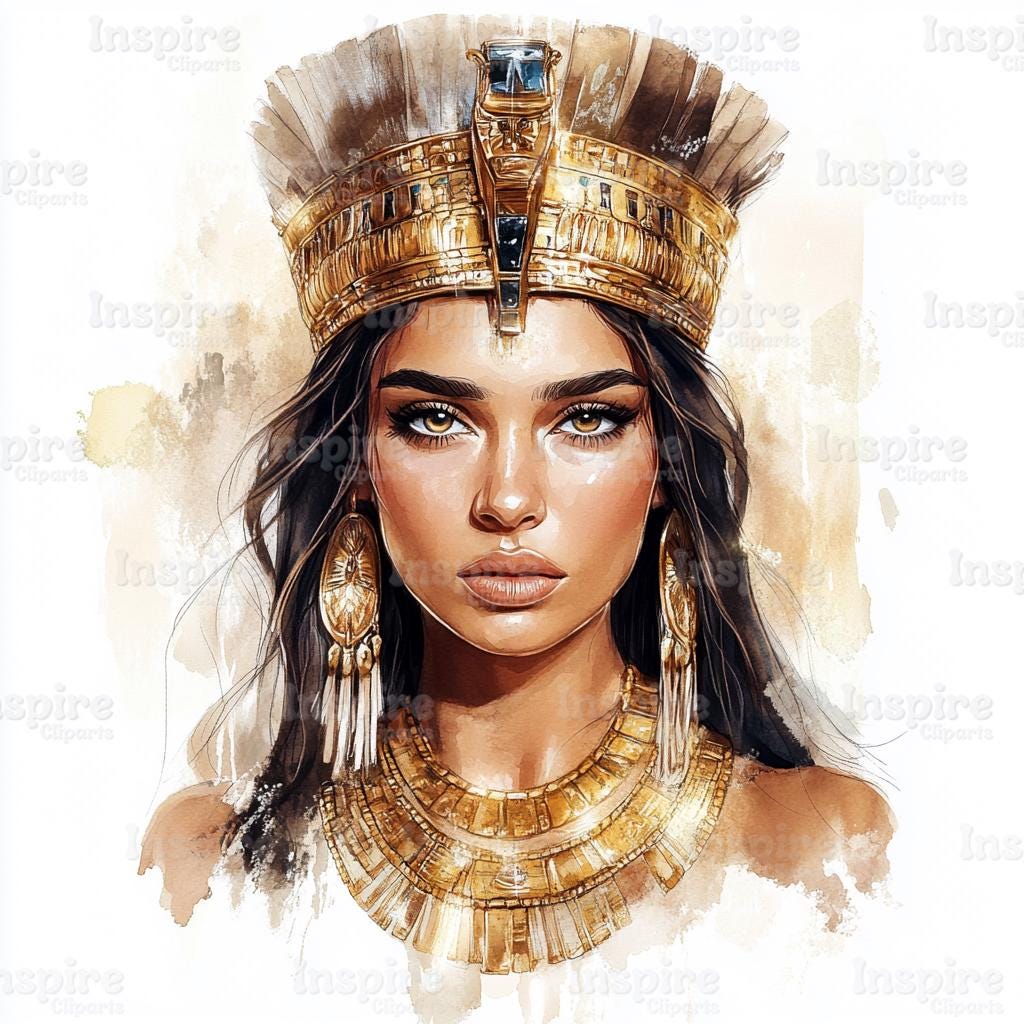 Ancient Egypt Clipart: Cleopatra Watercolor Illustrations (digital ...