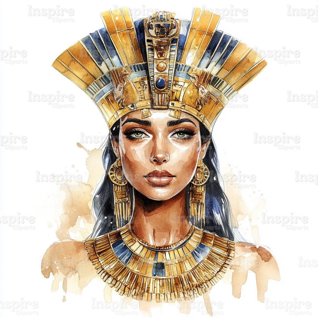 Ancient Egypt Clipart: Cleopatra Watercolor Illustrations (digital ...