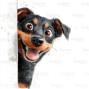 15 Cheerful Dog Peeking Clipart, Adorable Quirky Dog, Printable Watercolor, High-Quality JPGs, Papercraft, Junk Journal, Digital Craft