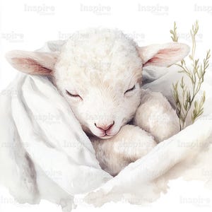15 Adorable Lamb Clipart, Sheep Watercolor Art, Printable Watercolor clipart, High Quality JPGs, Digital download, Paper crafts, journal