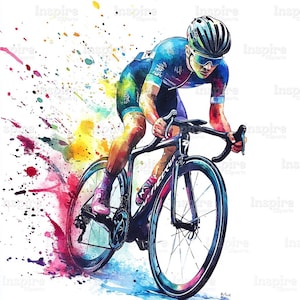 15 fiets clipart, racefiets print, wielersport, afdrukbare aquarel clipart, hoge kwaliteit, digitale download, papercraft, dagboek