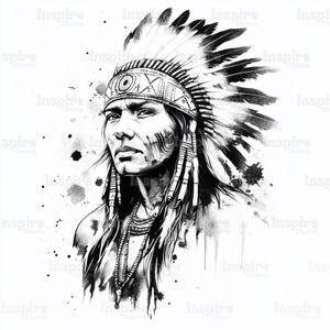 15 Native Indian Clipart Designs, Tattoo Illustrations, Printable Watercolor clipart, High Quality JPG, Digital download, Paper craft