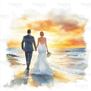 15 bruiloft paar clipart, bruiloft zonsondergang, huwelijksuitnodiging, afdrukbare aquarel clipart, hoge kwaliteit JPG, digitale download, Paper Craft