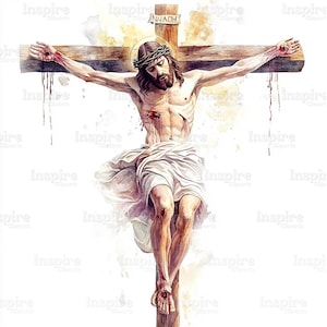 15 Jesus Clipart, Crucifixion Clipart, Printable Watercolor clipart, High Quality JPGs, Digital download, Paper craft, Easter