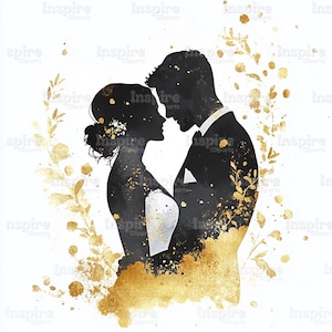 Aquarel bruiloft clipart: hoge resolutie JPG-ontwerpen (digitale download, commercieel gebruik OK)