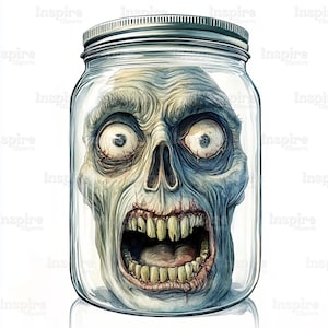 15 Spooky Jar Clipart Faces, Halloween Art, Printable Watercolor clipart, High Quality JPGs, Digital download, Paper craft, junk journals