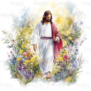 Clipart of Jesus Christ, Easter Revival, Printable Watercolor clipart, High Quality JPG, Digital download, Paper craft, junk journals
