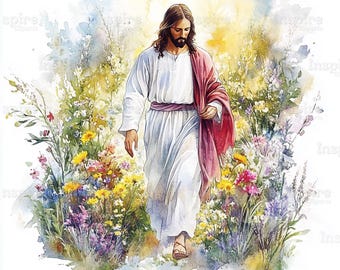 Jesus Christ Clipart: Easter Revival Watercolor Art (Digital Download)