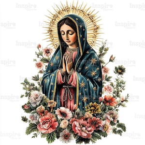 15 Our Lady of Guadalupe Clipart Collection, Virgin Mary in Prayer, Printable Watercolor, High-Quality JPGs, Papercraft Junk Journal