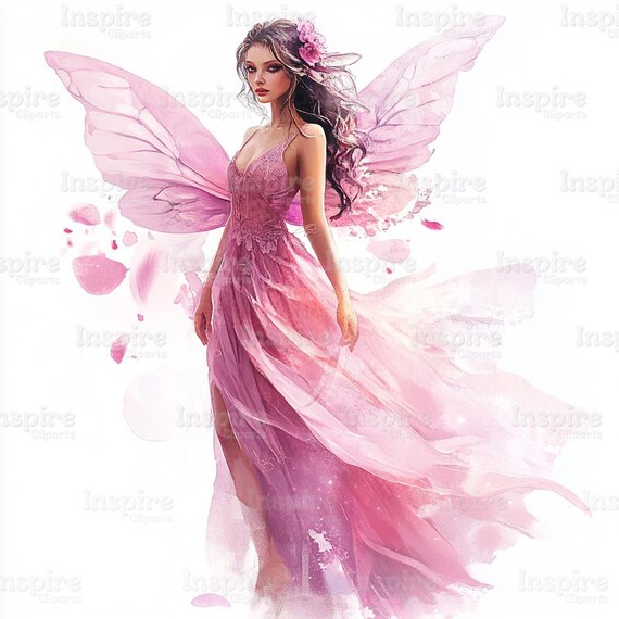 green emerald velvet dress Pretty Fairy Dress Clipart Bundle