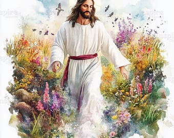 Watercolor Jesus Clipart: Easter Resurrection Art (JPGs)