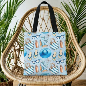 Beach tote bag Canvas Tote Vacation Beach Lovers Surfers Day in the Sun