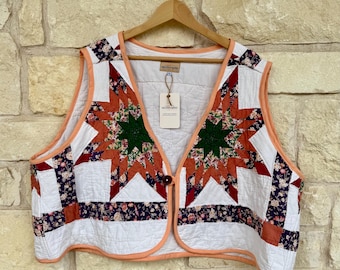 Vintage Quilt Vest – Star Pattern | Size XL/XXL