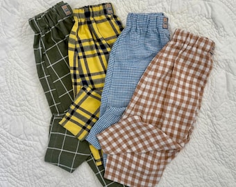 Flannel Upcycled Barrel Leg Toddler Pants - Handmade Kidswear