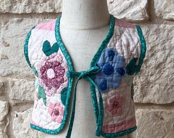 Handmade Reversible Quilted Baby Vest: Antique Cotton Quilt, 0-12M