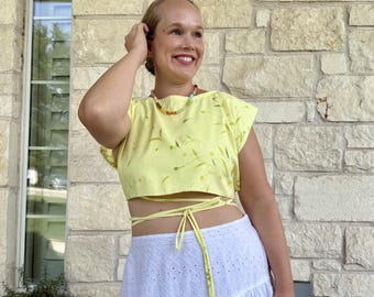 Vintage Pillowcase Wrap Crop Top, Size S to M