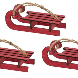 Lot of 3 Red Wood Sleds for Christmas Crafting Winter Christmas ...