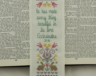 Cross Stitch Bookmark Handmade Christian Gift Ecclesiastes 3:11 He has made every thing beautiful in its time